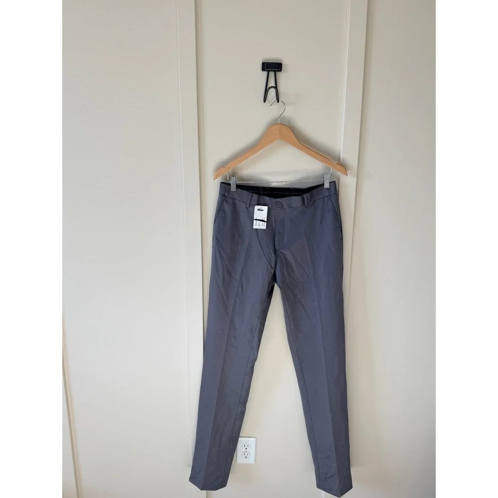 Soul of London Mens Grey Micro Pattern Slim Fit Dress Pants 31x34 SOSU232123 NEW